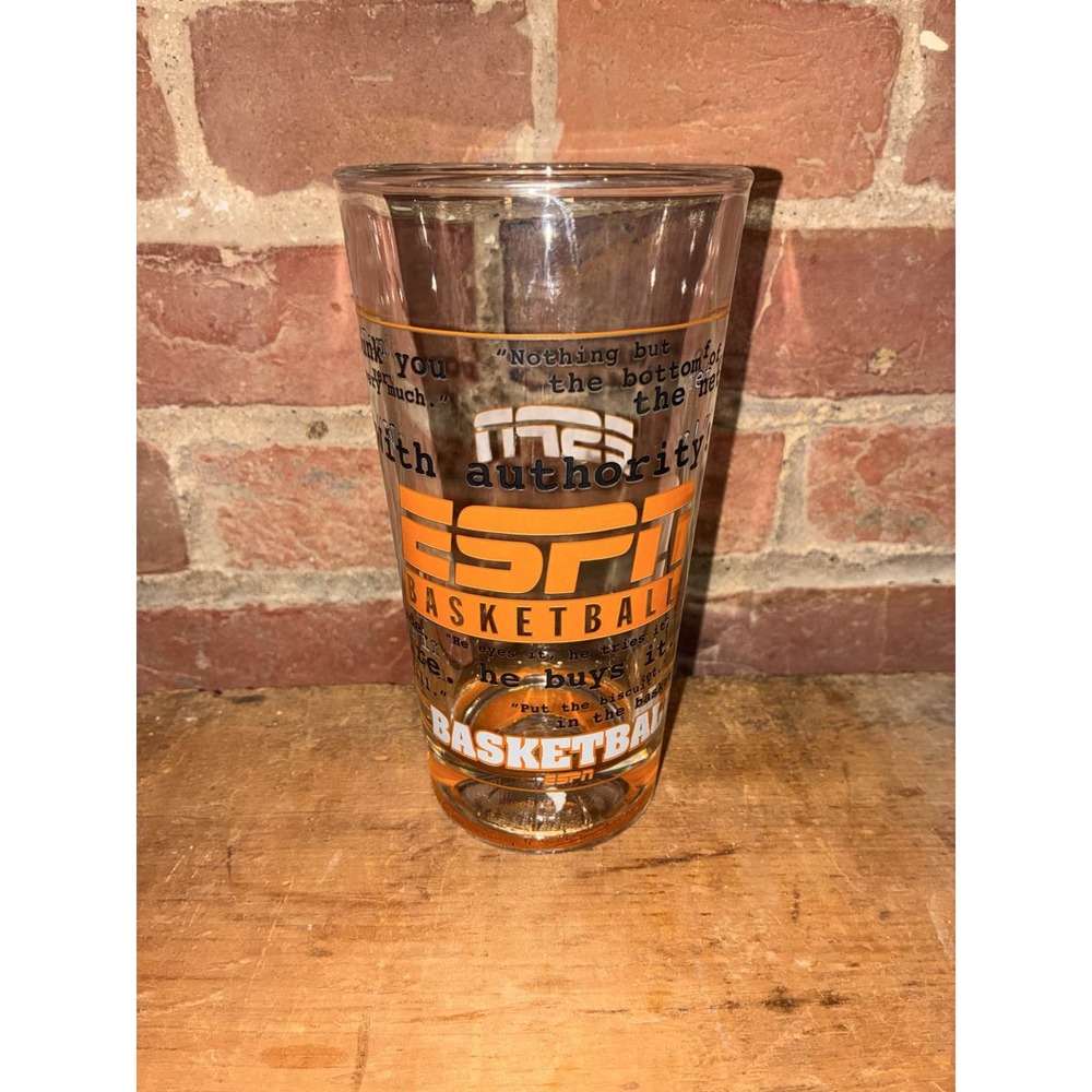 Rare ESPN Full Court Basketball Glass Sports Beer Cup NBA Commentary Quotes